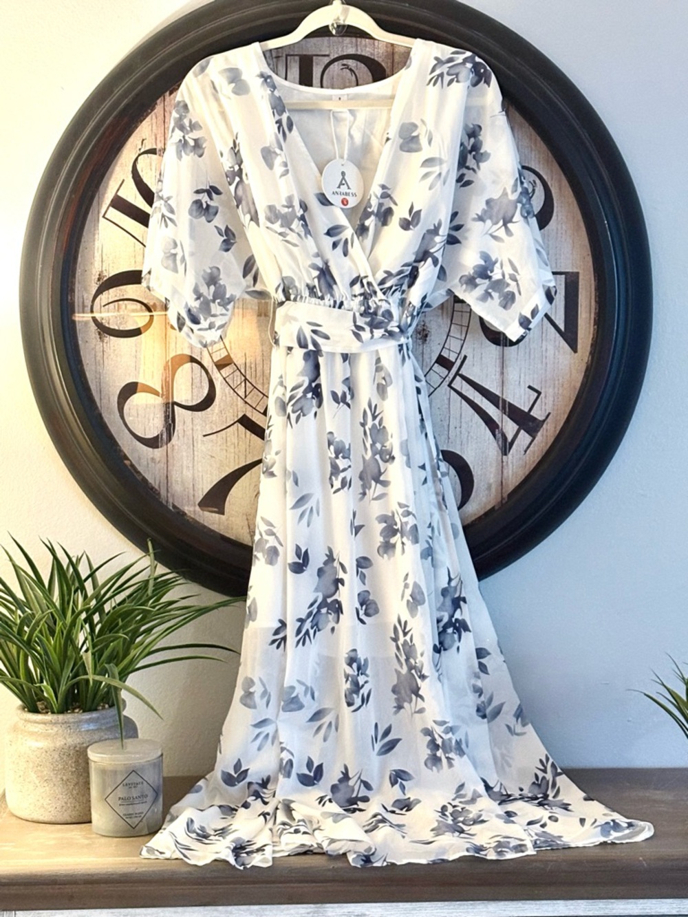 Painted Floral Wrap Maxi Dress